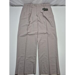 Zanieri Dress Pants Mens 46x36 Beige Wool Pleated Straight Super 100s Italy NWT